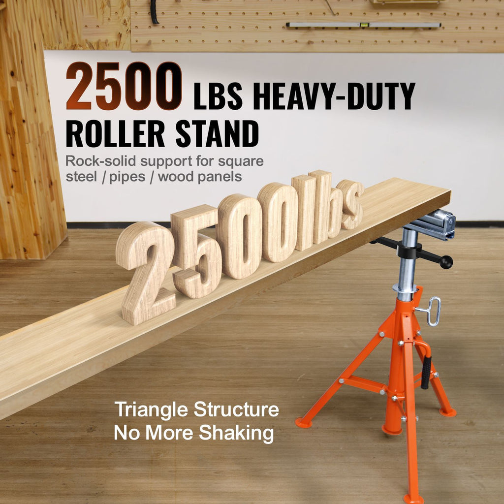 Roller Stand, Heavy Duty 2500 LBS Load Capacity, 27.6"-52" Height Adjustable, 45# Steel Folding Roller Support Stand for Pipes, Wooden Boards