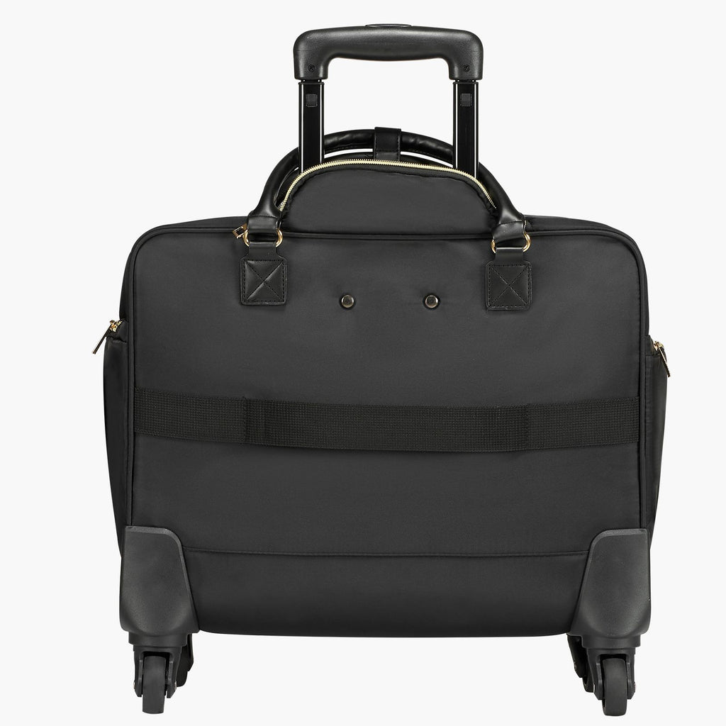 Rolling Laptop Bag, Fits Up to 17.3 Inch Laptop, Wheeled Briefcase, Roller Computer Tote Bag with 4 Spinner Wheels & TSA Lock, Laptop Case for Work Travel Business, Women & Men (Black Gold)