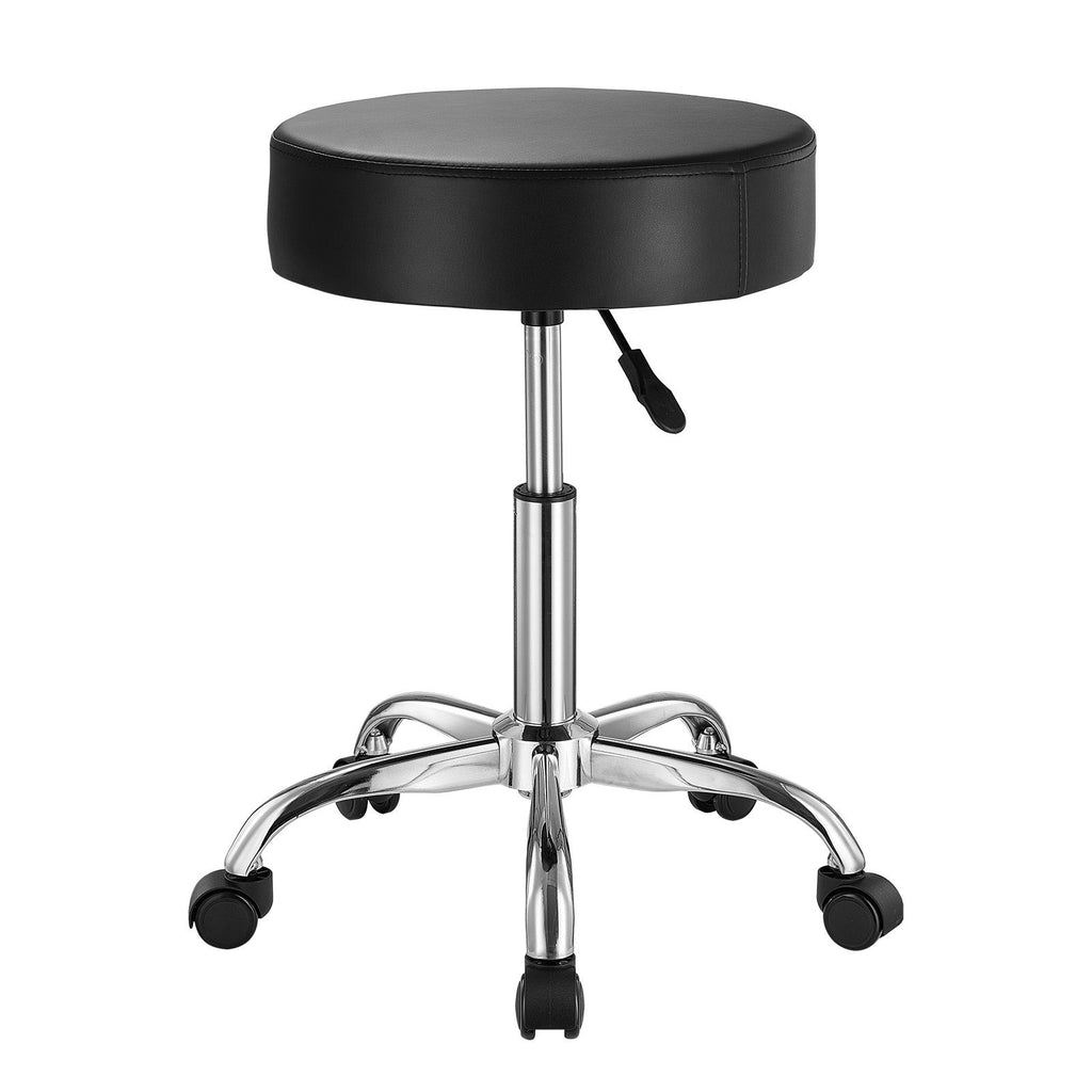 Rolling Stool with Wheels, 450 LBS Weight Capacity Round Rolling Stool Chair, Height Adjustable Thickened PU Leather Swivel Stool for Salon, Spa, Massage, Tattoo, Clinic, Black