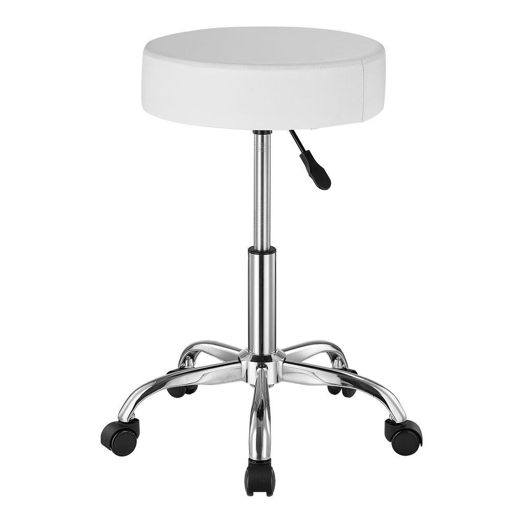 Rolling Stool with Wheels, 450 LBS Weight Capacity Round Rolling Stool Chair, Height Adjustable Thickened PU Leather Swivel Stool for Salon, Spa, Massage, Tattoo, Clinic, White image 2