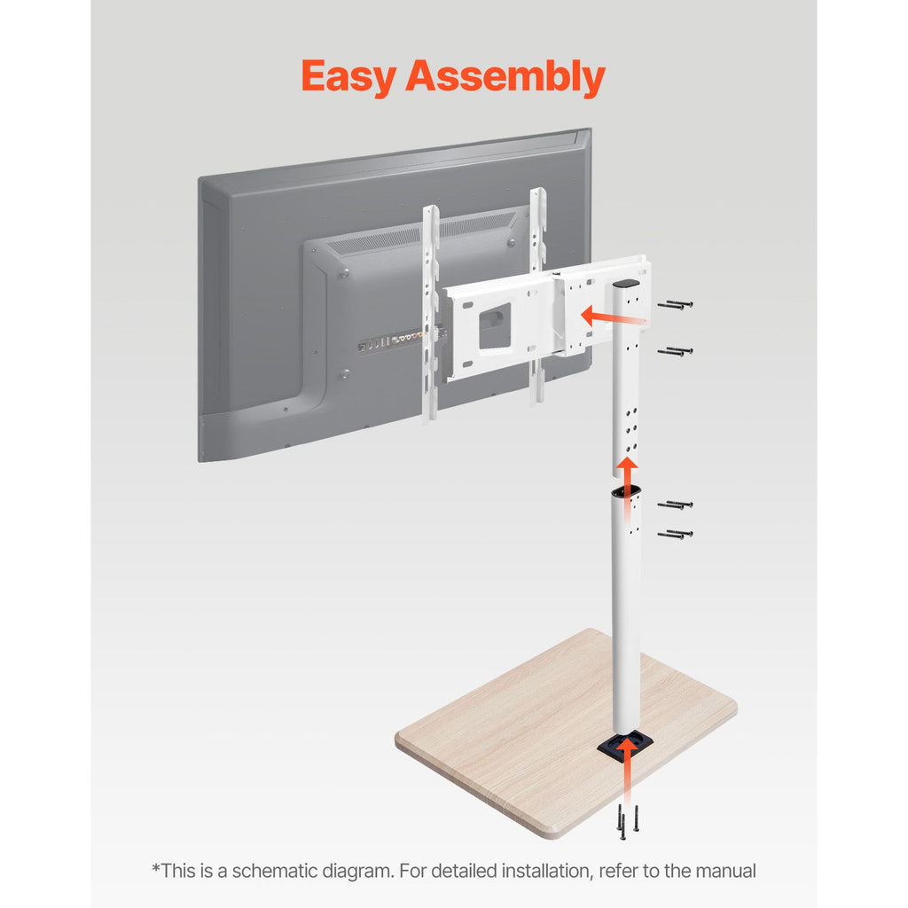 Rolling TV Stand, Mobile TV Cart for 32-70 Inch Screens, 25° Left-Right Rotation and Height Adjustable TV Mount on Wheels, Holds up to 99 lbs for Corner, Bedroom, Outdoor, Max VESA 600x400mm