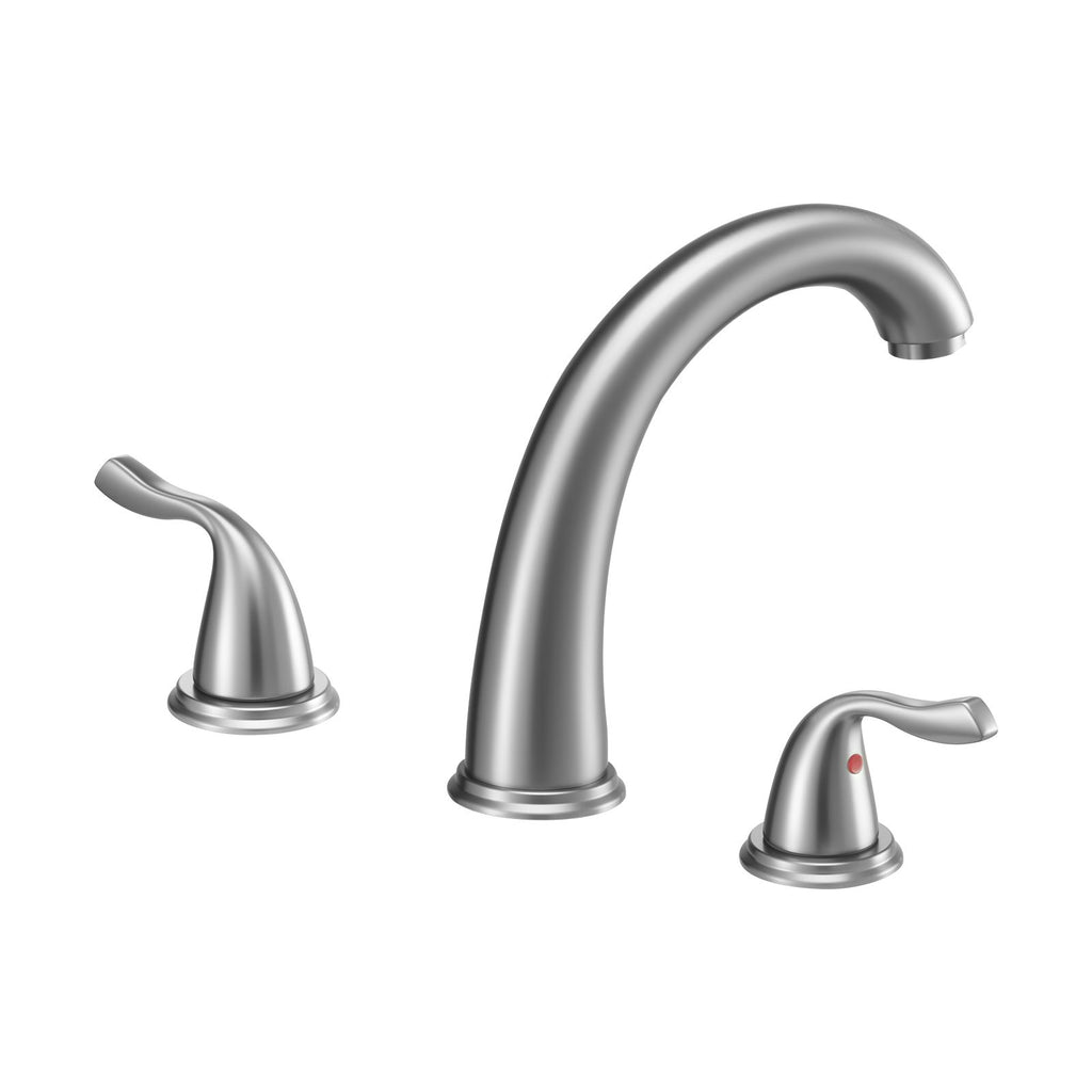 Roman Tub Faucet, 3 Hole Waterfall Bathtub Faucet, Gooseneck Bath Tubs Faucets Set with 2 Handles, Roman Tub Faucets Deck Mount for Adult Bathing, Brushed Stainless Steel, High Arc Spout