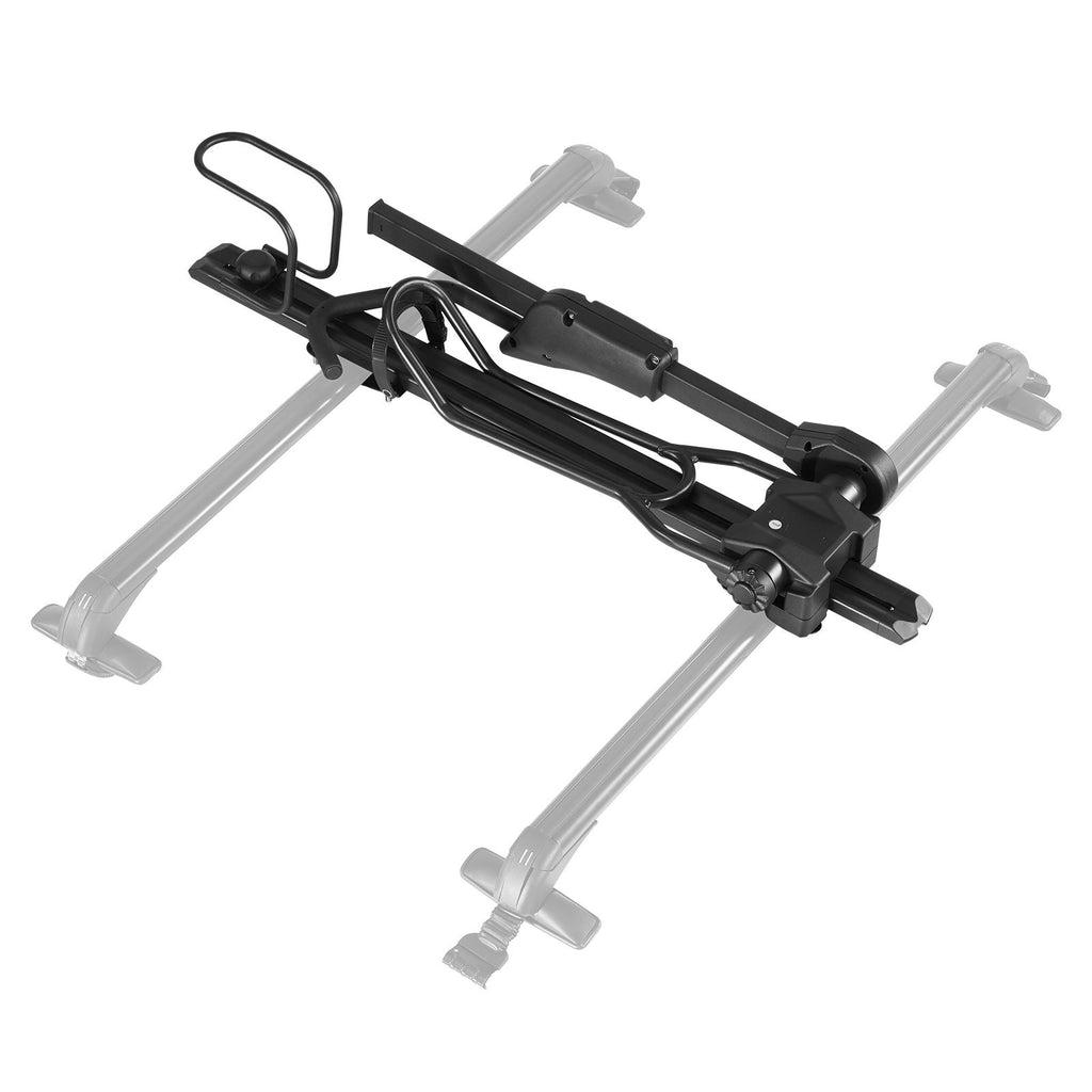 Roof Bike Rack, 33 lbs Capacity, Foldable Upright Roof Mount Bicycle Rack with Locking Systems & Adjustable Arm for T-Slot Crossbars, Upright Rooftop Bike Rack 1 Bike Carrier for Car SUV, Black