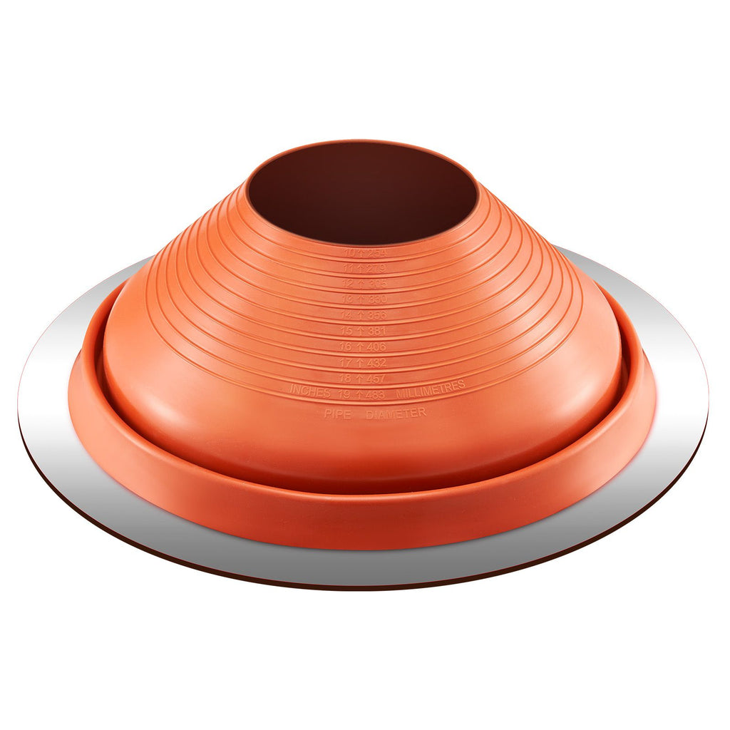 Roof Pipe Flashing Boot, Fit Pipe OD 10" to 19", Flexible Silicone Roofing Jack Pipe Flashing, High Temp -101 Fahrenheit to 437 Fahrenheit, Lasting Round Red Metal Base