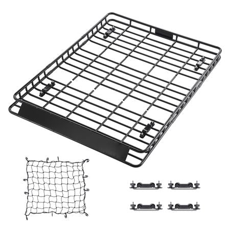 Roof Rack Basket, 64 x 50 x 4.1 in, Universal Rooftop Cargo Carrier with Two 35.4 x 39.4 in Cargo Net,150 lbs Max Car Top Luggage Holder, 4.1 in Fence, Anti-Rust Alloy Steel, for SUV Truck Car