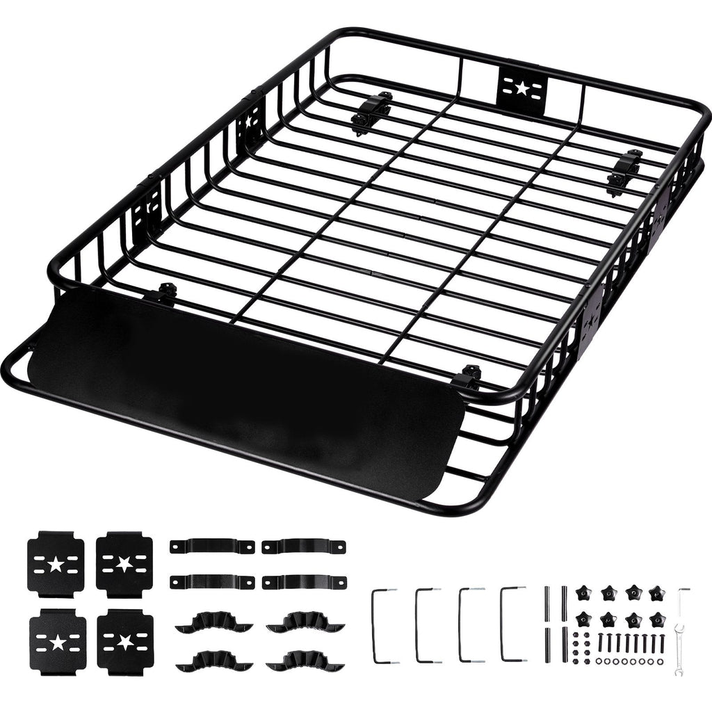 Roof Rack Cargo Basket, 64" x 39" x 6" Rooftop Cargo Carrier with Extension, Heavy-duty Steel 200 LBS Capacity Universal Roof Rack Basket, Luggage Holder for SUV, Truck