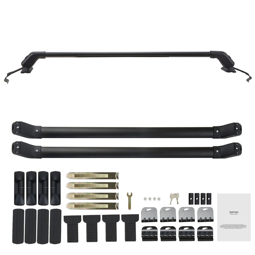 Roof Rack Cross Bars, Aluminum Roof Rack Crossbars, Fit Roof without Side Rail, 155 lbs Load Capacity, Adjustable Bare Roof Crossbars with Locks, for SUVs, Sedans, and Vans