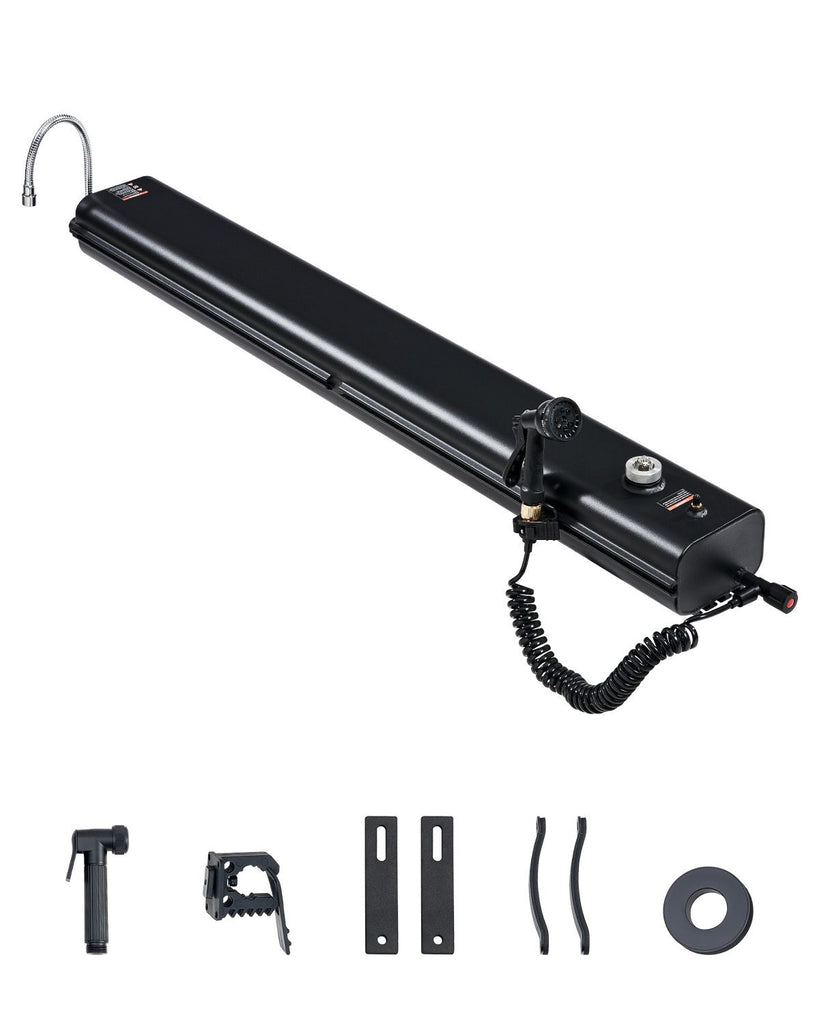 Roof Rack Water Tank, 7 Gal, Multi-Dispensing Outdoor Tank with 2 Splash-Guard Panels & T-slot, High-Capacity Aluminum Tank with Pressurization Port, Fit for Trunks, Roll Bars, Crossbars