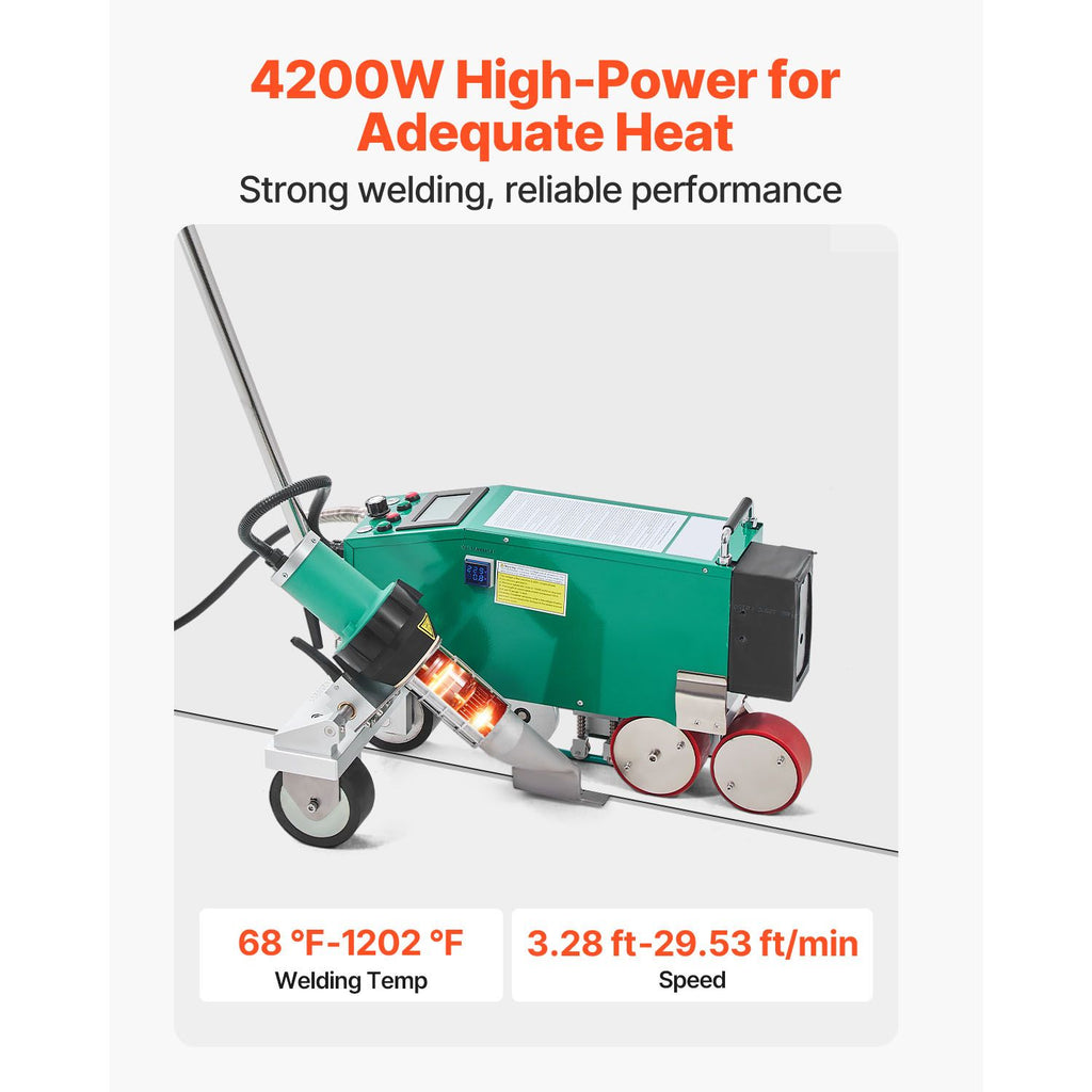 Roofing Hot Air Welder, 4200W 220V High Power Plastic PVC TPO CPE Welding Machine - 1.57" Welding Width 0.04-0.12" Thickness, 68 Fahrenheit-1202 Fahrenheit Heat Roofing Welding Tool image 2