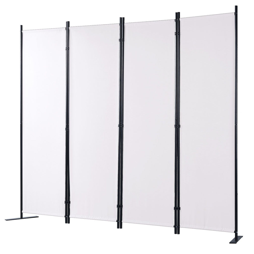 Room Divider, 5.6 ft Room Dividers and Folding Privacy Screens (4-panel), Fabric Partition Room Dividers for Office, Bedroom, Dining Room, Study, Freestanding, White