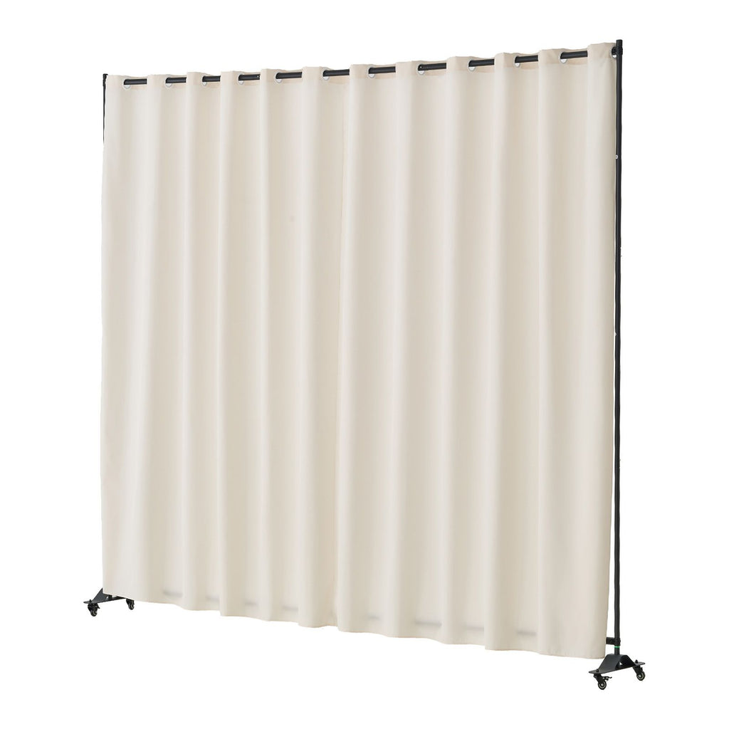 Room Divider, Portable Panel Room Divider with Wheels Curtain Divider Stand, Freestanding Room Divider Privacy Screen for Office, Bedroom, Dining Room, Study, Beige