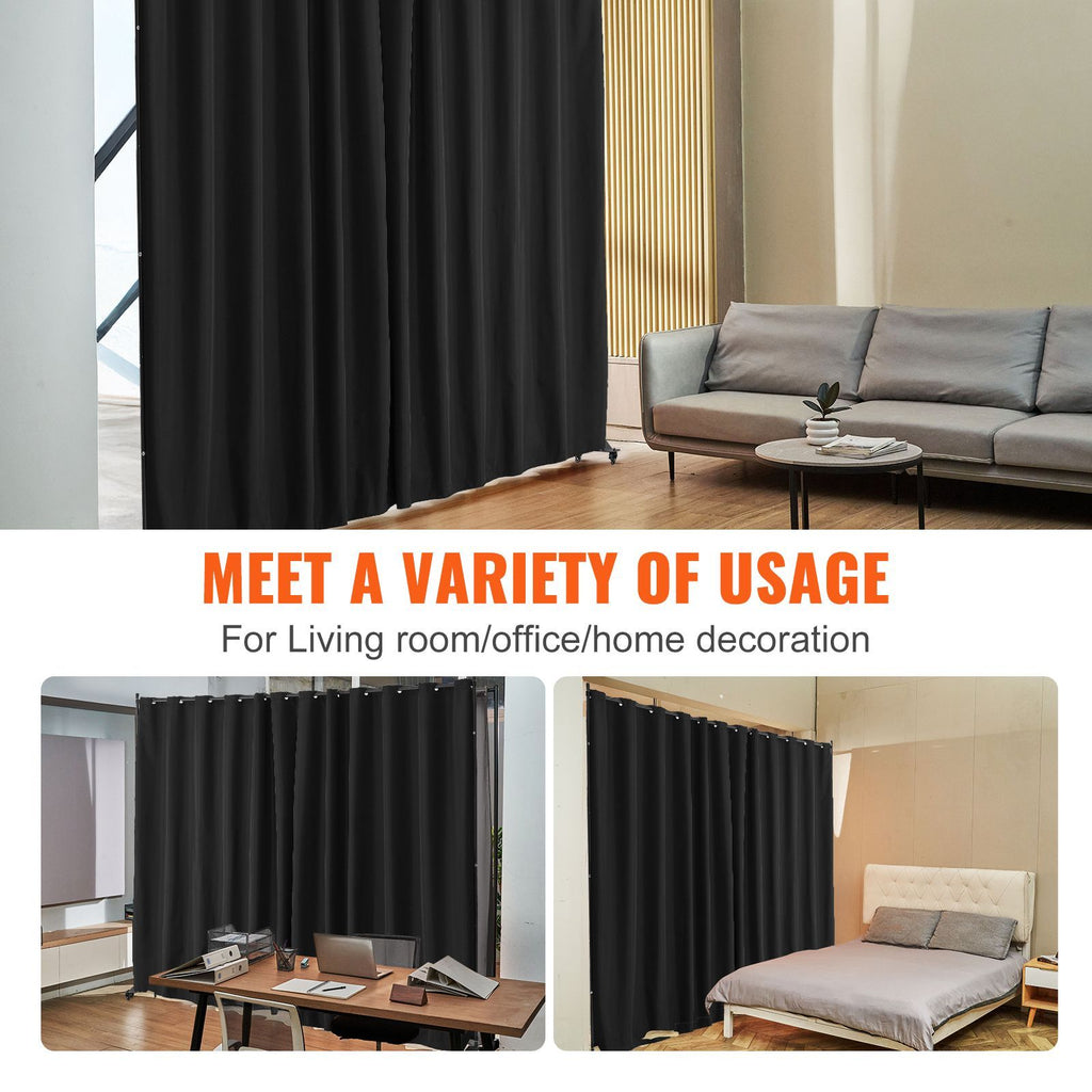 Room Divider, Portable Panel Room Divider with Wheels Curtain Divider Stand, Freestanding Room Divider Privacy Screen for Office, Bedroom, Dining Room, Study, Black image 2