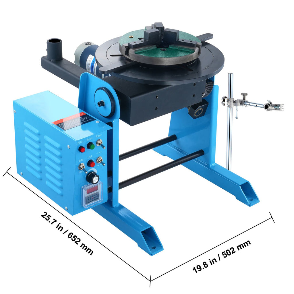 Rotary Welding Positioner 50KG, 0-90° Welding Positioning Turntable Table 0.5-6RPM 120W, with 12.4 Inch 3-Jaw Lathe Chuck & Welding Torch Stand Holder for Cutting, Grinding, Assembly, Testing image 2