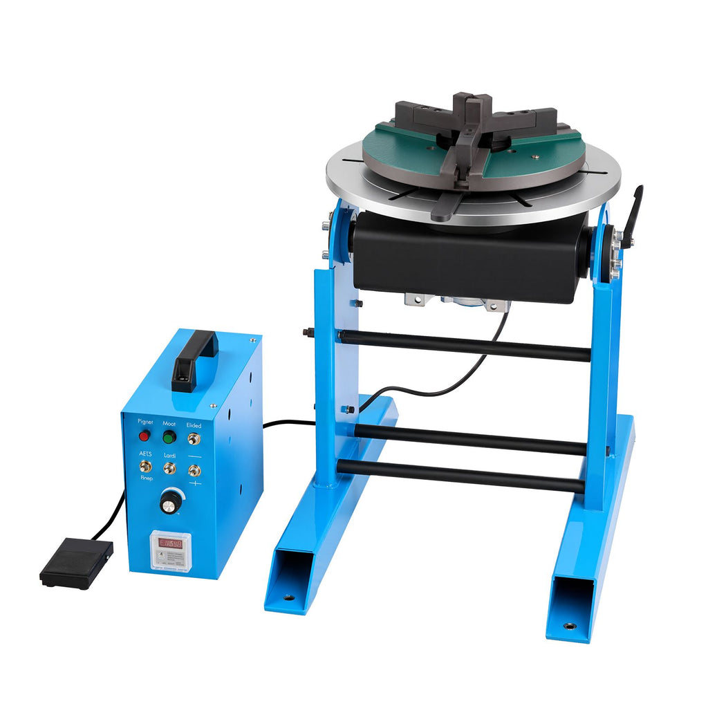 Rotary Welding Positioner, 661 lbs Load Capacity, -45° to 90° Tilt Angle Welding Positioner Turntable Table, 0.2-2.5 RPM Speed Control, Electric and Foot Pedal, for Cutting, Grinding, Assembly