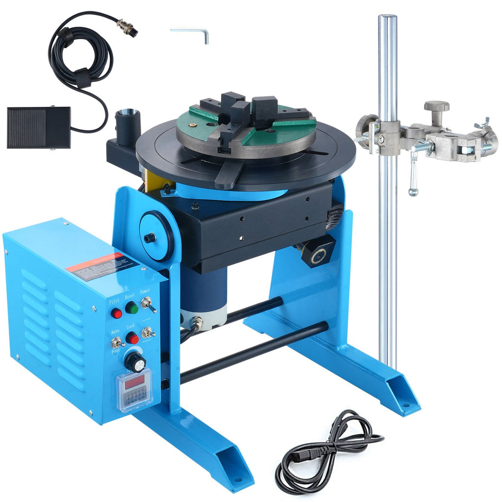 Rotary Welding Positioner 66LBS / 30KG, 0-90° Welding Positioning Turntable Table 1-12RPM 80W, with 12.4 Inch 3-Jaw Lathe Chuck & Welding Torch Stand Holder for Cutting, Grinding, Assembly
