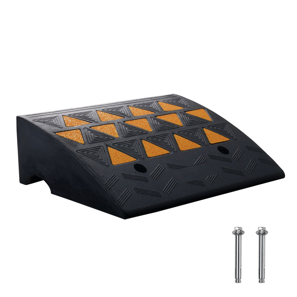 Rubber Curb Ramp 6" Rise Height Sidewalk Curb Ramp, 14.6" Width 19.3" Length Driveway Ramp for Curb, 15T Heavy Duty Rubber Ramp for Forklifts, Trucks, Buses, Cars, Wheelchairs, Bikes