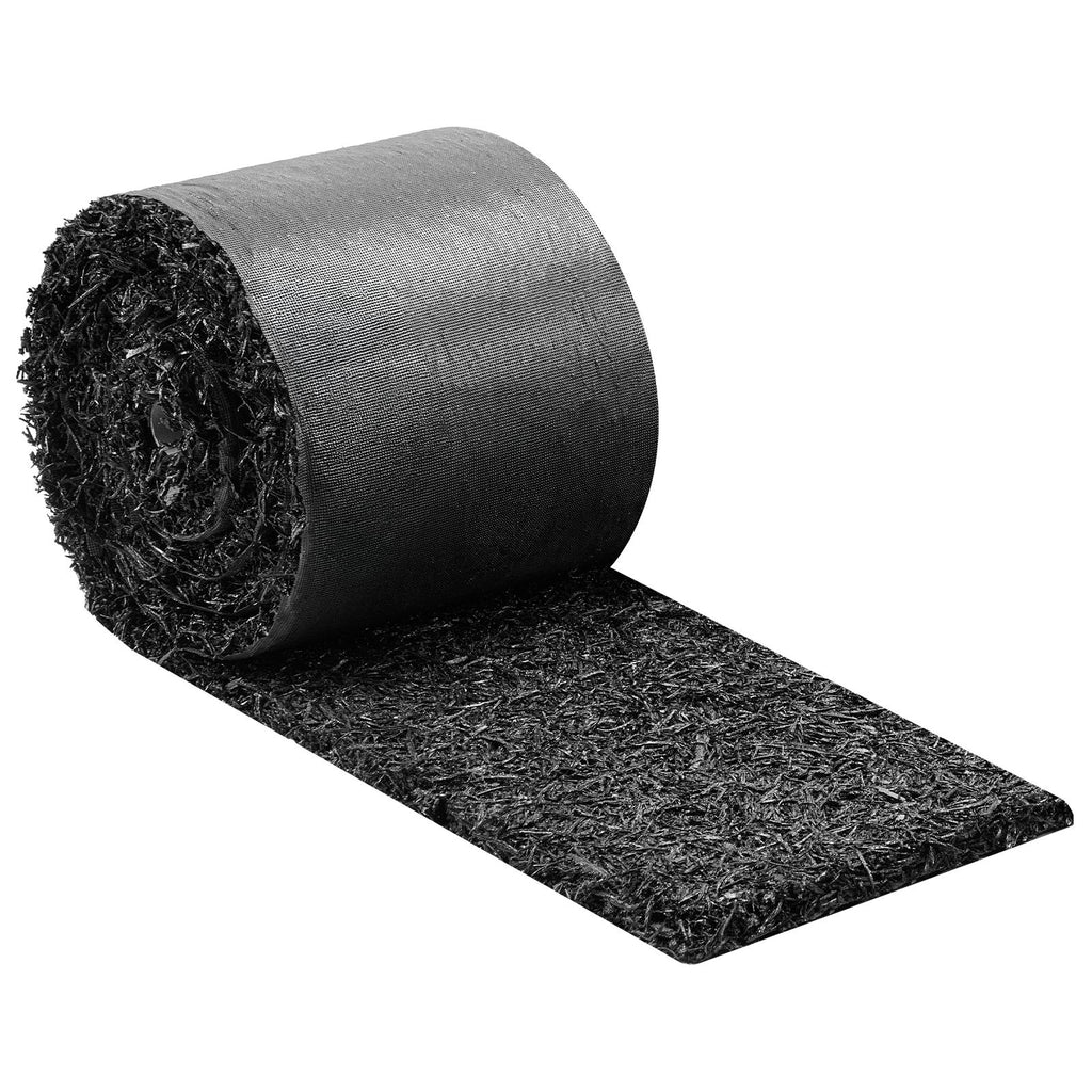 Rubber Mulch Mat Roll, 140 x 4.5 in, Recycled Rubber Permanent Mulch Edging Border, Natural-Looking Flower Barrier with Stakes, 0.5 in Thick Cuttable Garden Edgings for Landscaping