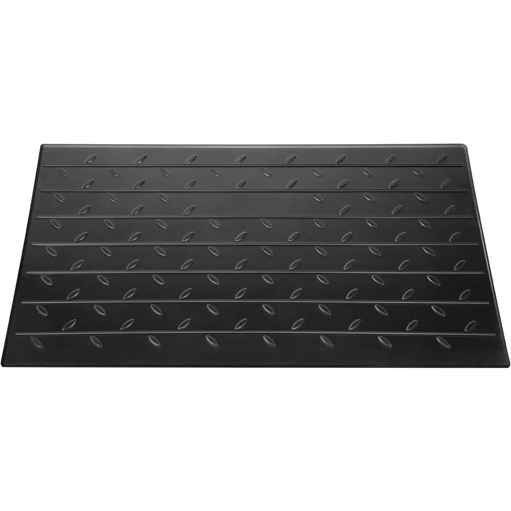 Rubber Threshold Ramp, 4\" Rise Threshold Ramp Doorway, 3 Channels Cord Cover Rubber Solid Threshold Ramp, Rubber Angled Entry Rated 2200 Lbs Load Capacity for Wheelchair and Scooter