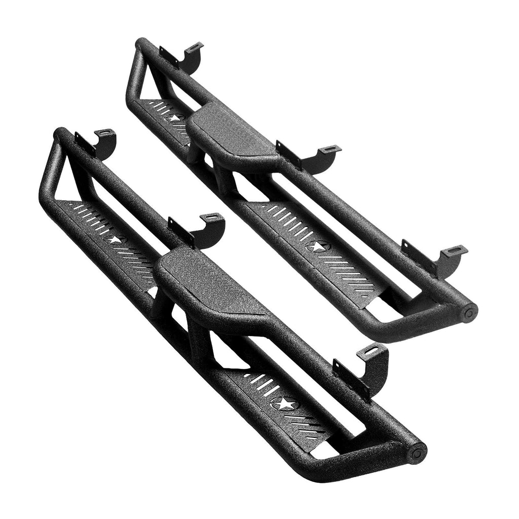 Running Boards, 6 Inches Side Steps Compatible with 2007-2018 Jeep Wrangler JK 4 Door, Black Carbon Steel Nerf Bars, 550 lbs Load Capacity, Wide Non-Slip Hollow Surface with Rustproof Coating