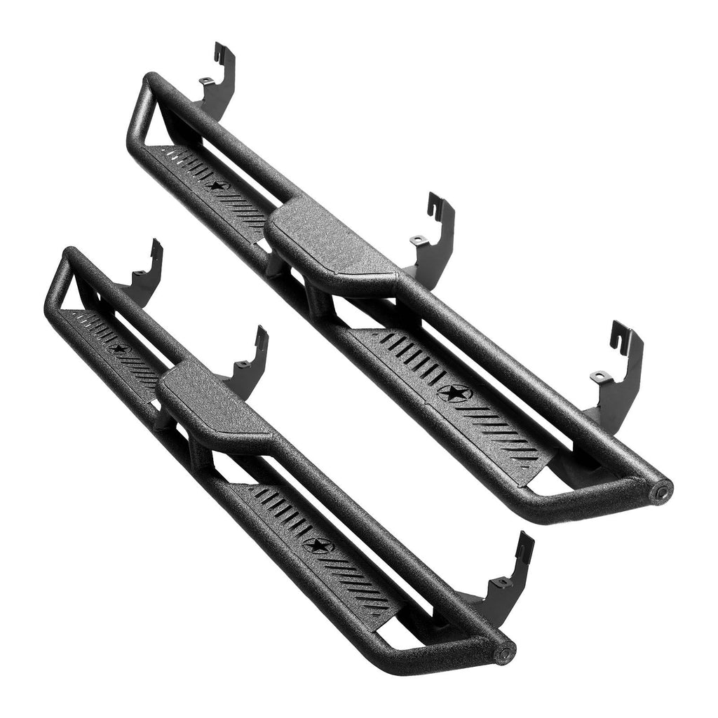 Running Boards, 6 Inches Side Steps Compatible with 2015-2025 Chevy Colorado/GMC Canyon Crew Cab, Black Carbon Steel Nerf Bars, 550 lbs Load Capacity, Non-Slip Hollow Surface Rustproof Coating