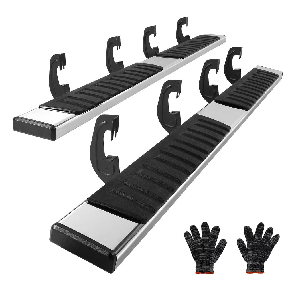 Running Boards, 6" Step Bars Compatible with 2007-2018 Chevy Silverado/GMC Sierra 1500 Crew Cab/2019 2500HD 3500HD 1500 LD, 201 Stainless Steel Side Steps Nerf Bars, 500LBS Capacity, 2 Piece