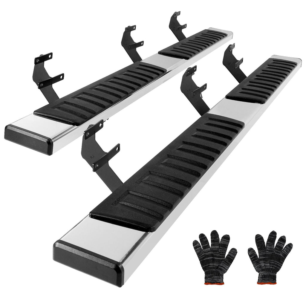 Running Boards, 6" Step Bars Compatible with 2015-2023 Ford F150-Crew Cab/2017-2023 Ford F-250 F-350 Super Duty Crew Cab, 201 Stainless Steel Side Steps Nerf Bars, 500LBS Capacity, 2 Piece