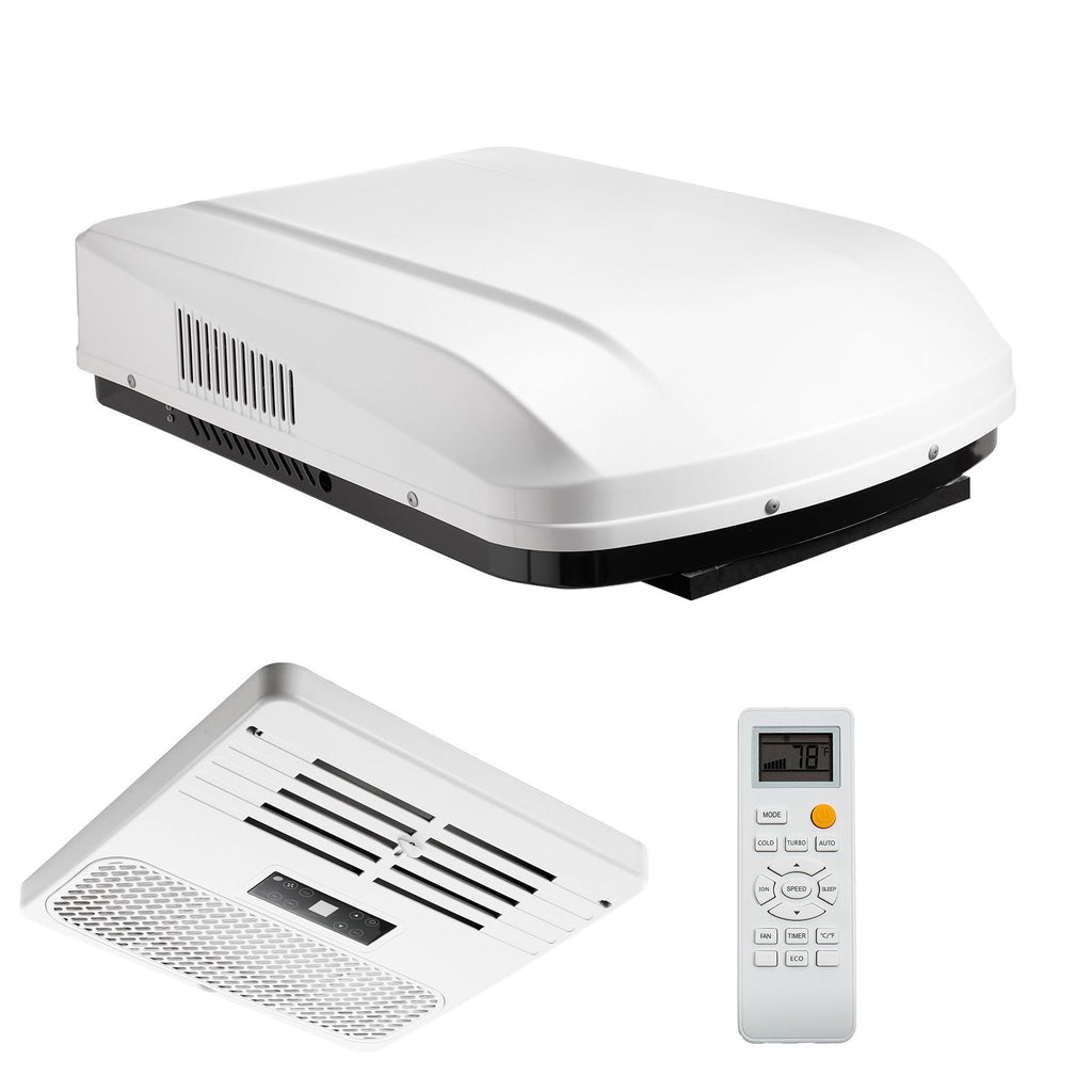 RV Air Conditioner, 13500 BTU RV AC Unit, 120V Ducted Rooftop Air Conditioner with Variable Speed Compressor, Easy Install Quiet Cooling AC Unit with ADB Button Control and Remote Control, White