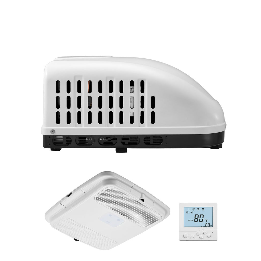 RV Air Conditioner, 15000 BTU Non-Ducted Rooftop RV AC Unit, 65 dB Quiet Design, Including Air Distribution Box, Operation Panel and Installation Hardware, for Campers, Vans, Trailers, White