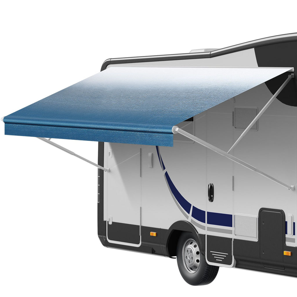 RV Awning Fabric Replacement, 13'2" Fabric Length for 14' Awning, Heavy Duty 3-Ply 16oz PVC Camper Awning Fabric, Waterproof & UV Protection Outdoor Canopy for RV, Trailer, Motorhome, Blue Fade
