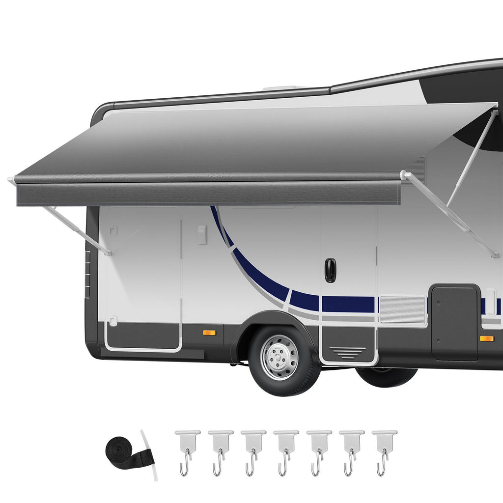 RV Awning Fabric Replacement, 16' (Fabric 15'2") 18 oz Heavy-Duty Weatherproof Vinyl Camper Awning Replacement, UPF50+ Protection Waterproof Outdoor Canopy for RV, Motorhome, Trailer, Gray Fade