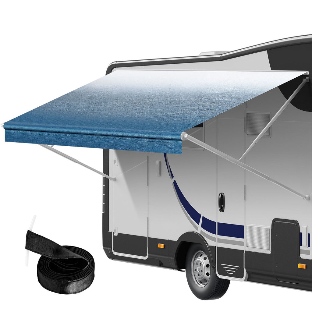 RV Awning Fabric Replacement, 16'2" Fabric Length for 17' Awning, Heavy Duty 3-Ply 16oz PVC Camper Awning Fabric, Waterproof & UV Protection Outdoor Canopy for RV, Trailer, Motorhome, Blue Fade
