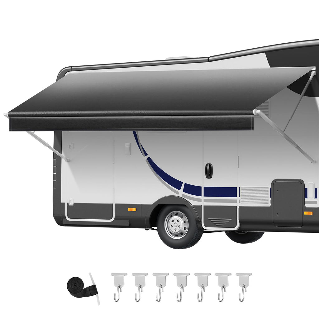 RV Awning Fabric Replacement, 17' (Fabric 16'2") 18 oz Heavy-Duty Weatherproof Vinyl Camper Awning Replacement, UPF50+ Protection Waterproof Outdoor Canopy for RV, Motorhome, Trailer, Black Fade