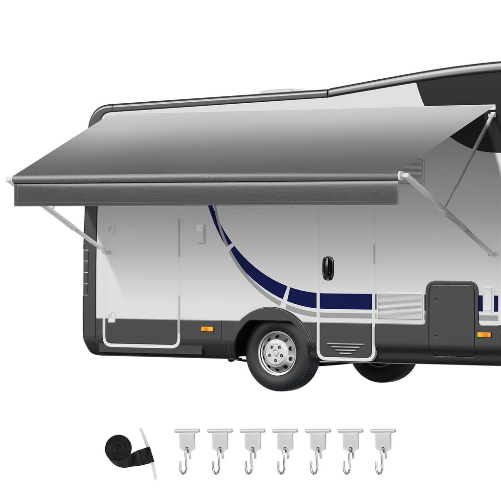 RV Awning Fabric Replacement, 18' (Fabric 17'2") 18 oz Heavy-Duty Weatherproof Vinyl Camper Awning Replacement, UPF50+ Protection Waterproof Outdoor Canopy for RV, Motorhome, Trailer, Gray Fade