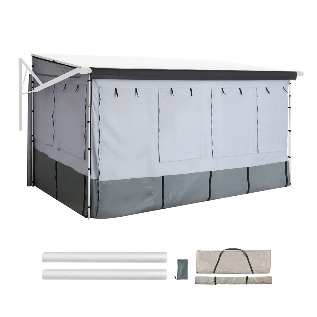 RV Awning Sun Shade Room - Compatible with 16 -17 ft Awnings, RV Awning Sun Shading Room with Door & Ventilated Mesh Windows, Sunproof & Windproof Three-Sided Enclosure Tent for RV Camping