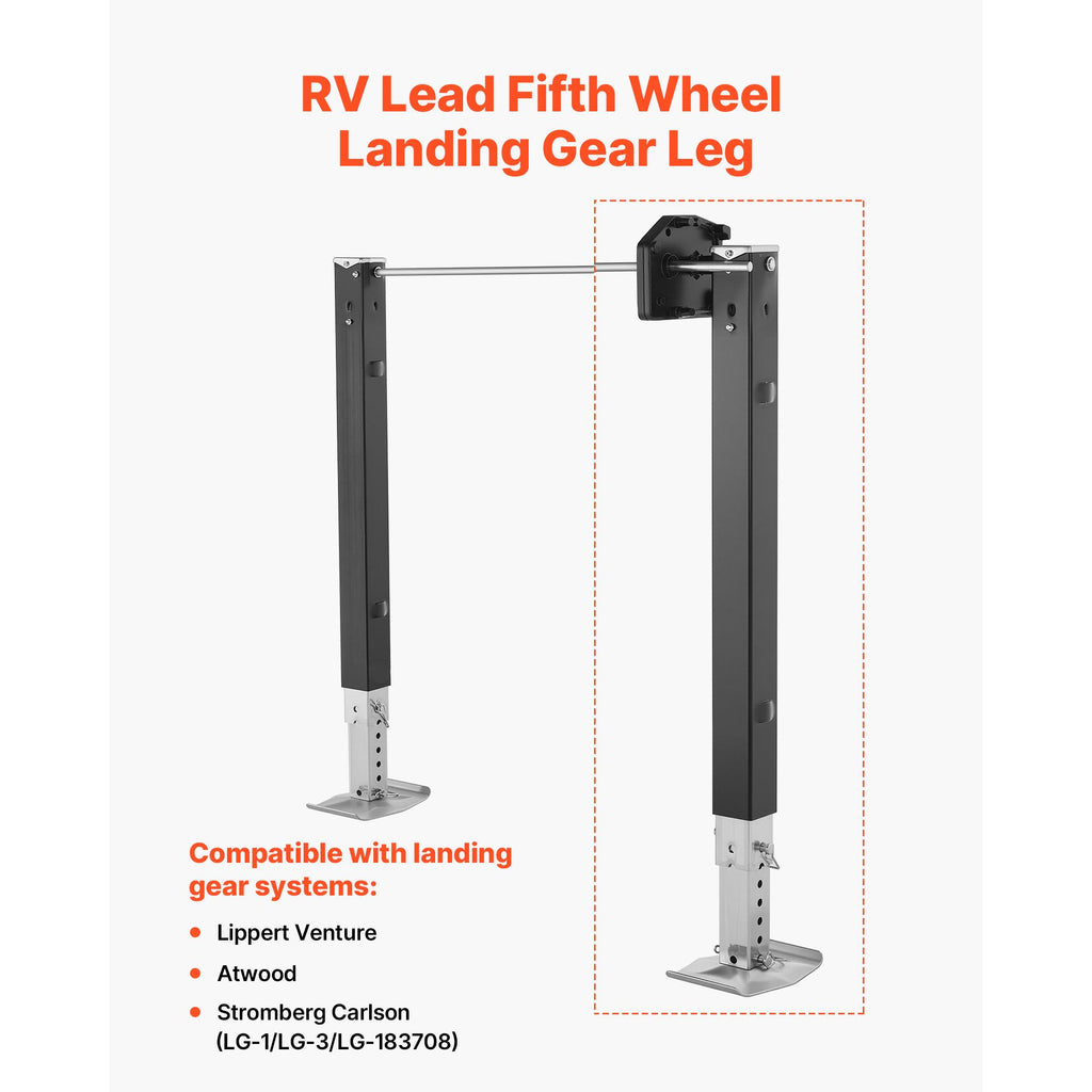RV Lead Fifth Wheel Landing Gear Leg 179013, 32.5-Inch 5th Wheel Landing Gear Universal Replacement Compatible with Lippert Venture, Atwood, Stromberg Carlson Systems, with Pin and Base, Black image 2
