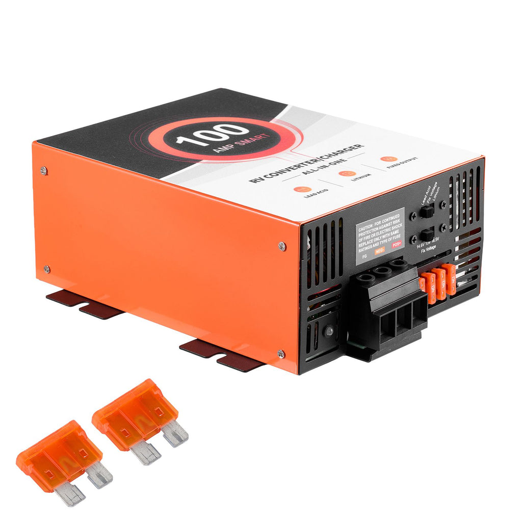 RV Power Converter, 100 Amp, 110V AC to 12V DC RV Converter Battery Charger, Multi Stage Smart Charging, 13V to 16.5V Operating Range, Compatible with Lithium & Lead Acid Battery, for Camper