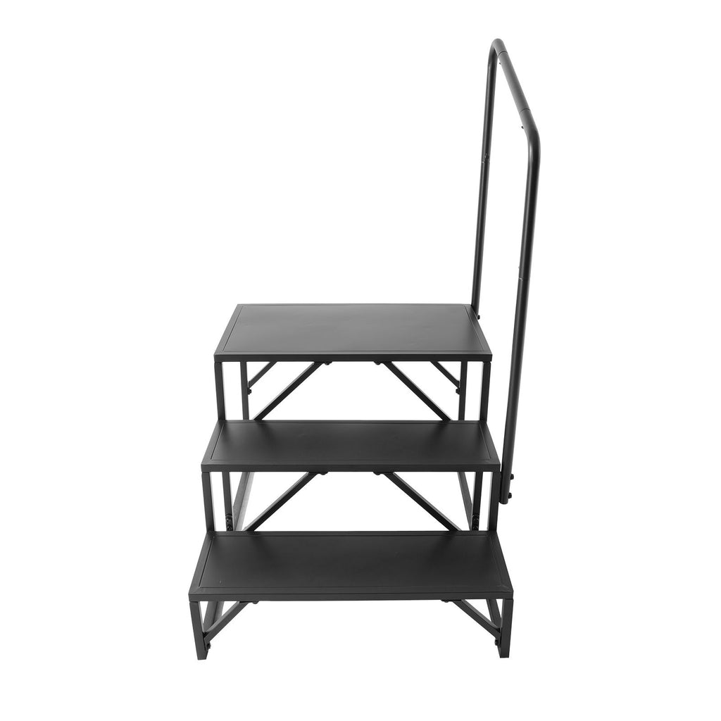 RV Steps, 3-Step RV Stairs, 440 LBS Load Capacity, Thickened Carbon Steel, With Handrail, Non-Slip Steps for Safe Entry and Exit, Suit for RV, Trailer, Camper Steps