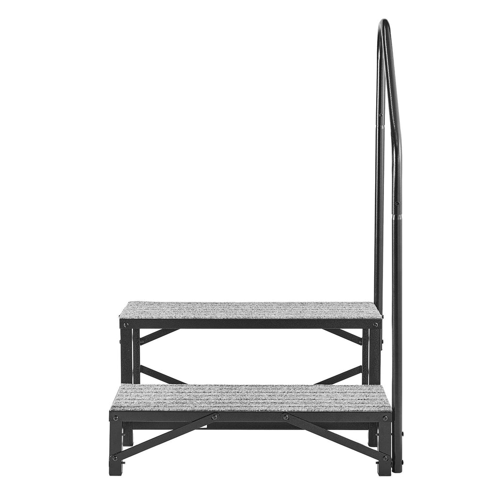 RV Steps with Handrail, 2 Steps, 660 lbs Load Capacity, Heavy Duty Outdoor RV Stairs with Non-Slip Mat for Elderly and Pets, Portable Stairs for Hot Tub, Camper, Mobile Home, Porch, Pool, SPA
