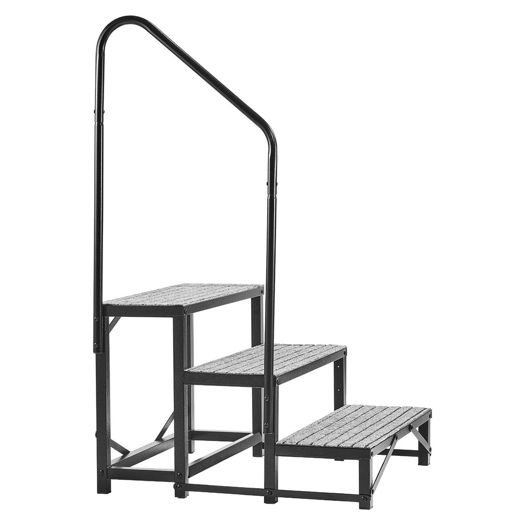 RV Steps with Handrail, 3 Steps, 660 lbs Load Capacity, Heavy Duty Outdoor RV Stairs with Non-Slip Mat for Elderly and Pets, Portable Stairs for Hot Tub, Camper, Mobile Home, Porch, Pool, SPA