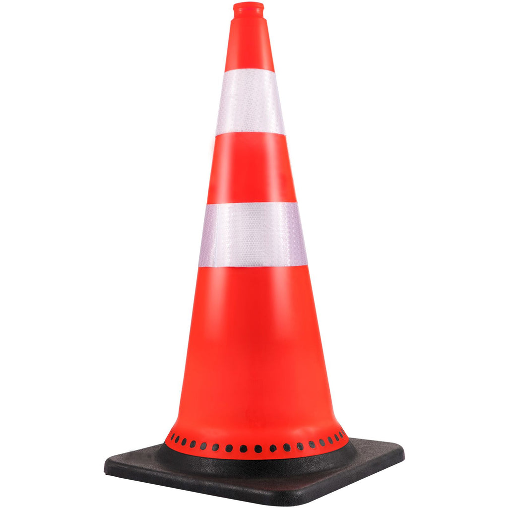 Safety Cones, 8 x 30\" Traffic Cones, PVC Orange Construction Cones, Reflective Collars Traffic Cones with Black Weighted Base Used for Traffic Control, Driveway Road Parking and School Improvem