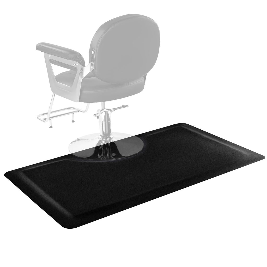 Salon Mat for Hair Stylist, 3 x 5 FT Rectangle Salon Chair Mat Anti Fatigue, 1/2" Thickened PVC + NBR Barber Shop Floor Mat with Round Cut Out, Anti-Trip Beveled Edges & Non-slip Bottom