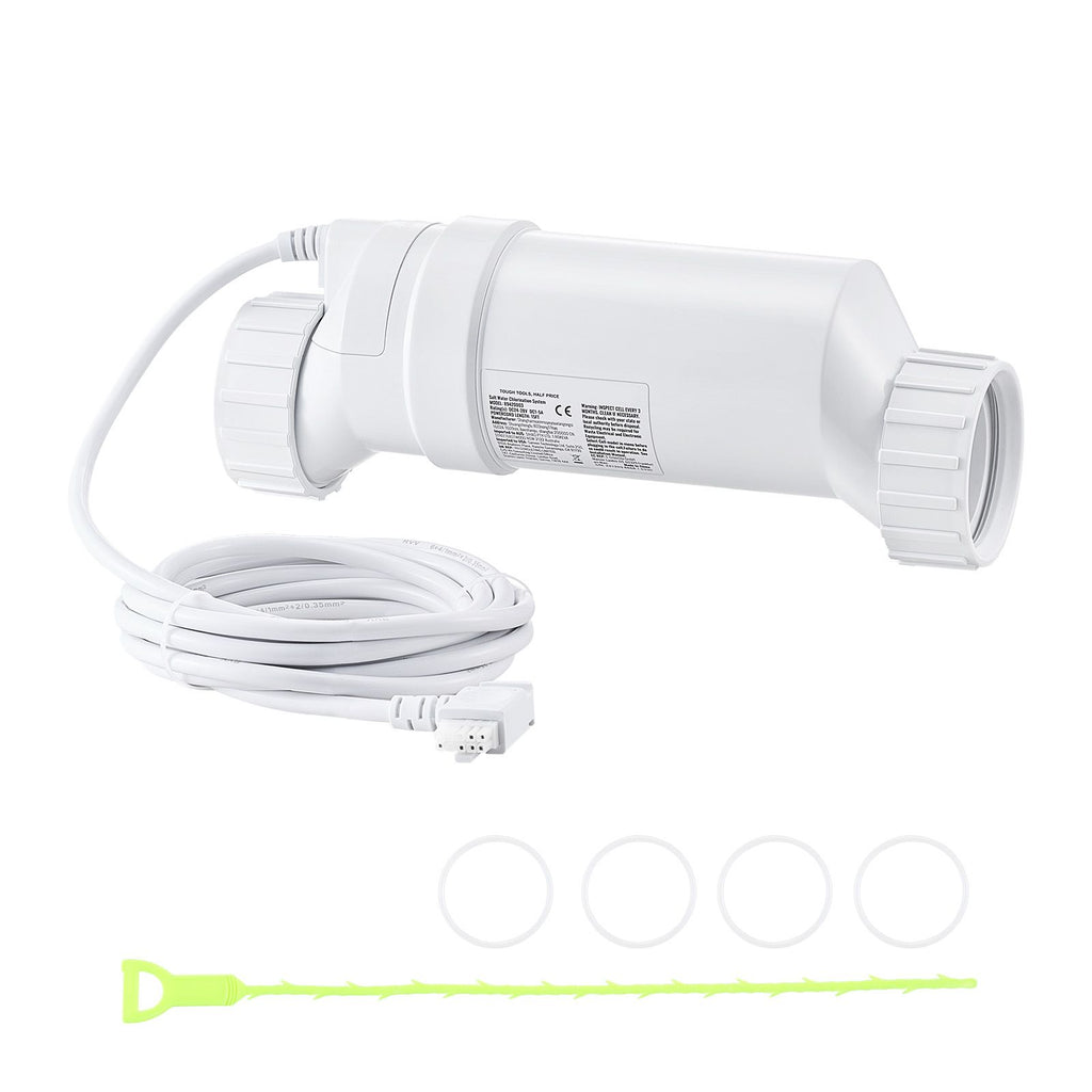 Salt Water Chlorinator System, Pool Chlorination Cell Fits for Hayward W3T-Cell-3 (T3), Pool Cell Salt Water System for In-Ground Swimming Pools up to 15,000 Gallons, 15 ft Power Line, White