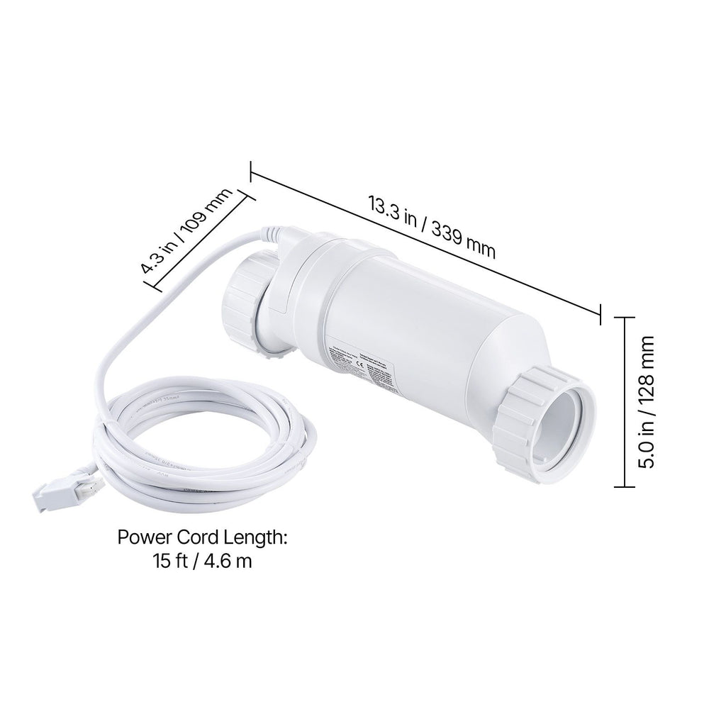 Salt Water Chlorinator System, Pool Chlorination Cell Fits for Hayward W3T-Cell-9 (T9), Pool Cell Salt Water System for In-Ground Swimming Pools up to 25,000 Gallons, 15 ft Power Line, White