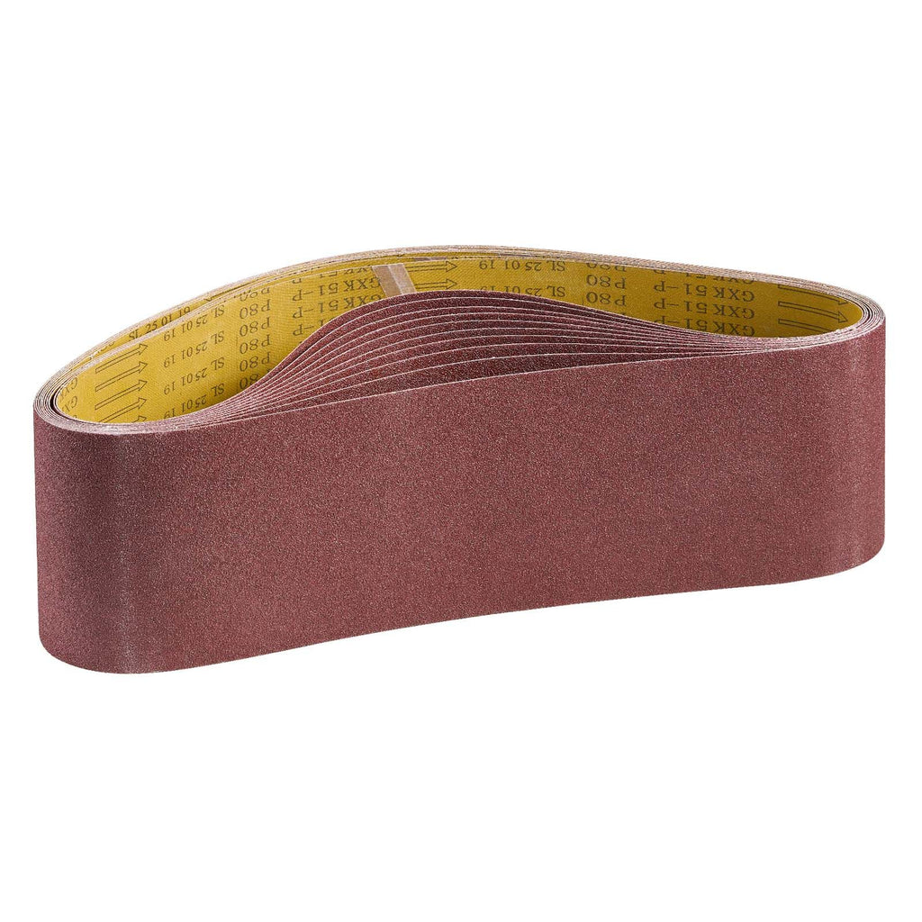 Sanding Belts, 6 x 48-inch Belt Sander Sanding Belts, 10PCS 80 Grit Aluminum Oxide for Woodworking, Steel, Aluminum, Non-Ferrous Metals