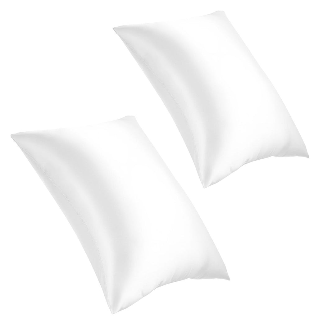 Satin Pillowcase, 2 Pack Standard Size Satin Pillow Cases for Hair and Skin, Similar to Silk Pillowcases with Hidden Zipper, Smooth, Soft and Breathable Cooling Pillowcase, for Sleeping (White)