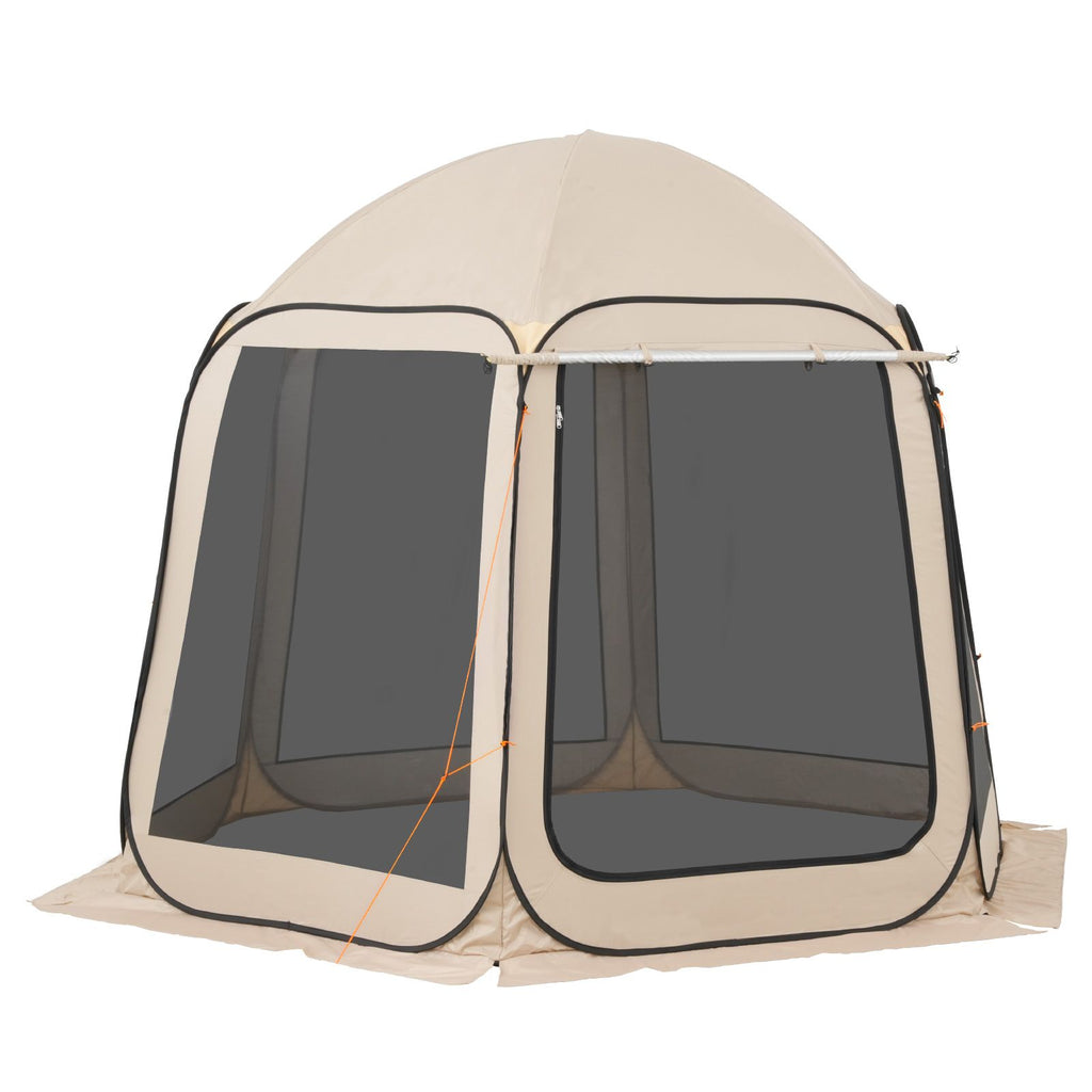 Screen House Tent, 10 x 9.2 ft, 4-8 Person Pop Up Screen Tent with Extended Awning, Portable Screened in Canopy with Carry Bag, Netting Sides, for Patio, Backyard, and Outdoor Activities, Beige image 2