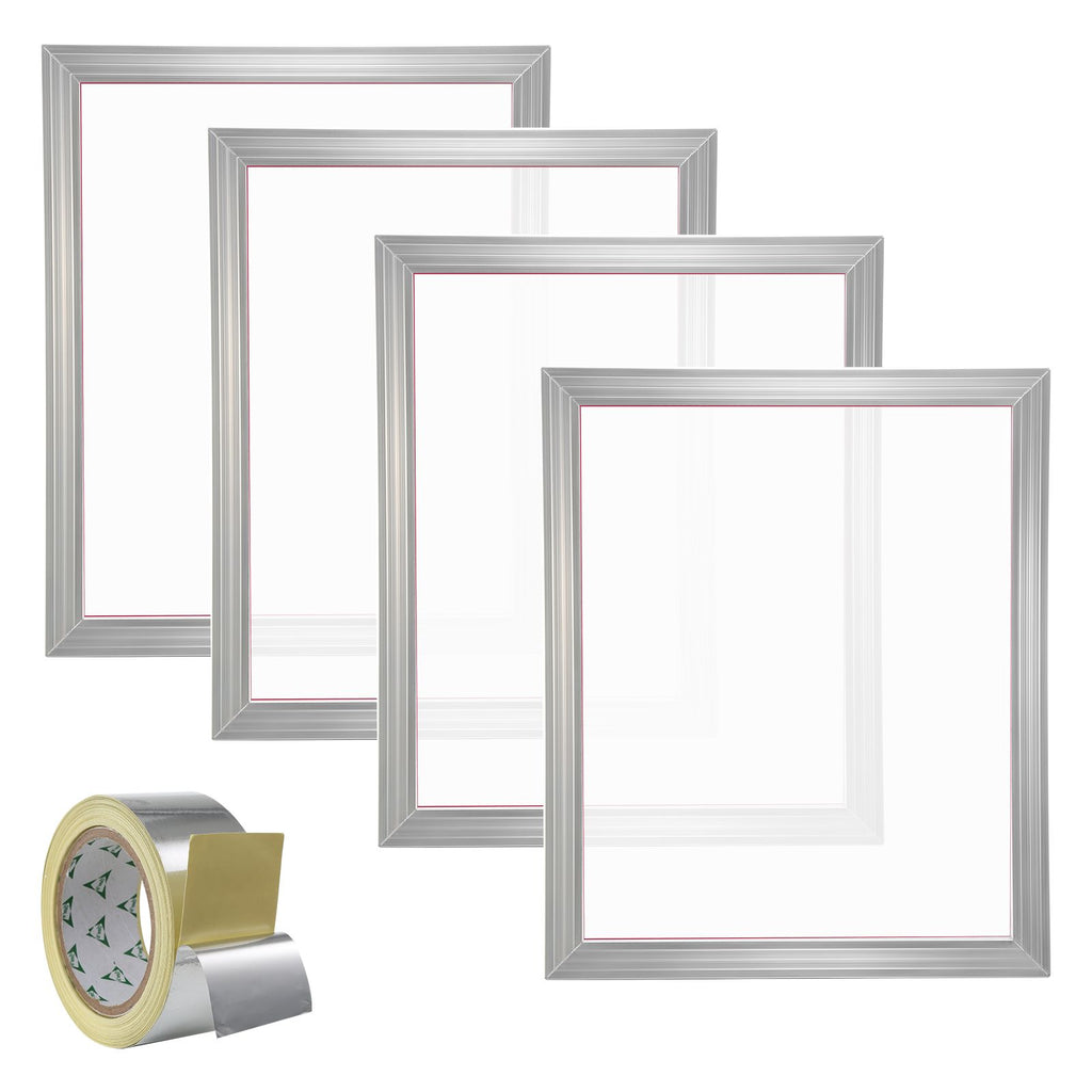 Screen Printing Kit, 4 Pieces Aluminum Silk Screen Printing Frames, 20x24inch Silk Screen Printing Frame with 355 Count Mesh, High Tension Nylon Mesh and Sealing Tape for T-shirts DIY Printing