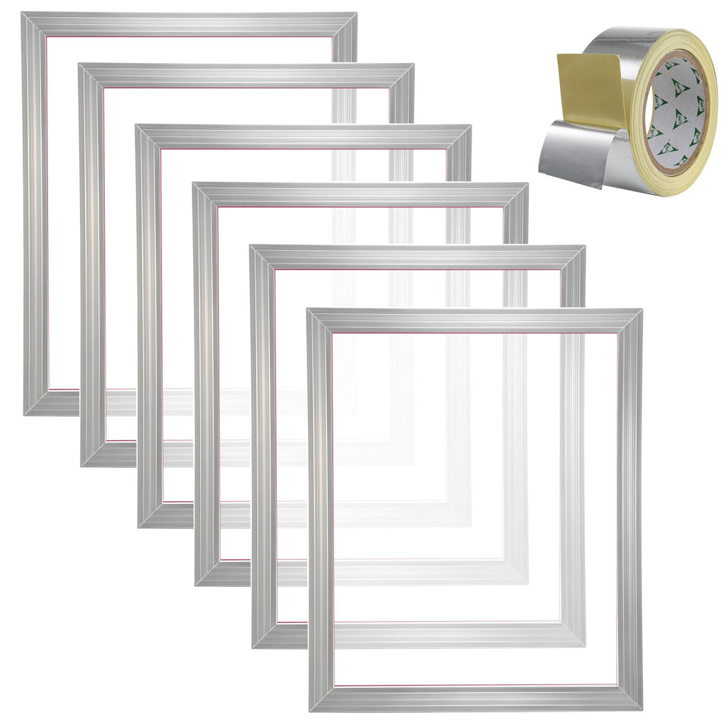 Screen Printing Kit, 6 Pieces Aluminum Silk Screen Printing Frames, 18x20inch Silk Screen Printing Frame with 160 Count Mesh, High Tension Nylon Mesh and Sealing Tape for T-shirts DIY Printing