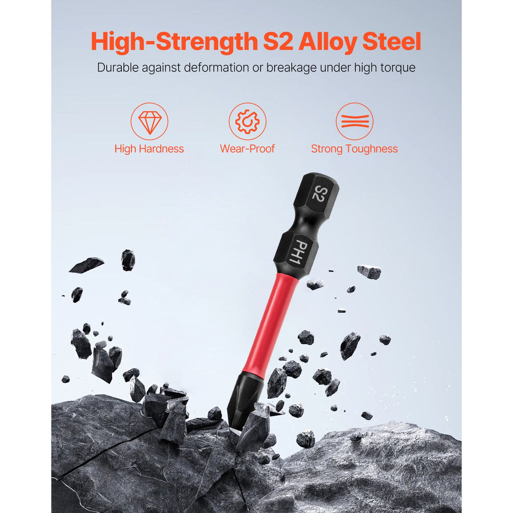 Screwdriver Bit Set, 101-Piece, Magnetic Phillips, Pozidriv, Slotted, Square, Torx, Hex Bits, Hex Nut Sockets, Extension Rod with Storage Case, High-Strength S2 Alloy Steel, Blackened Finish