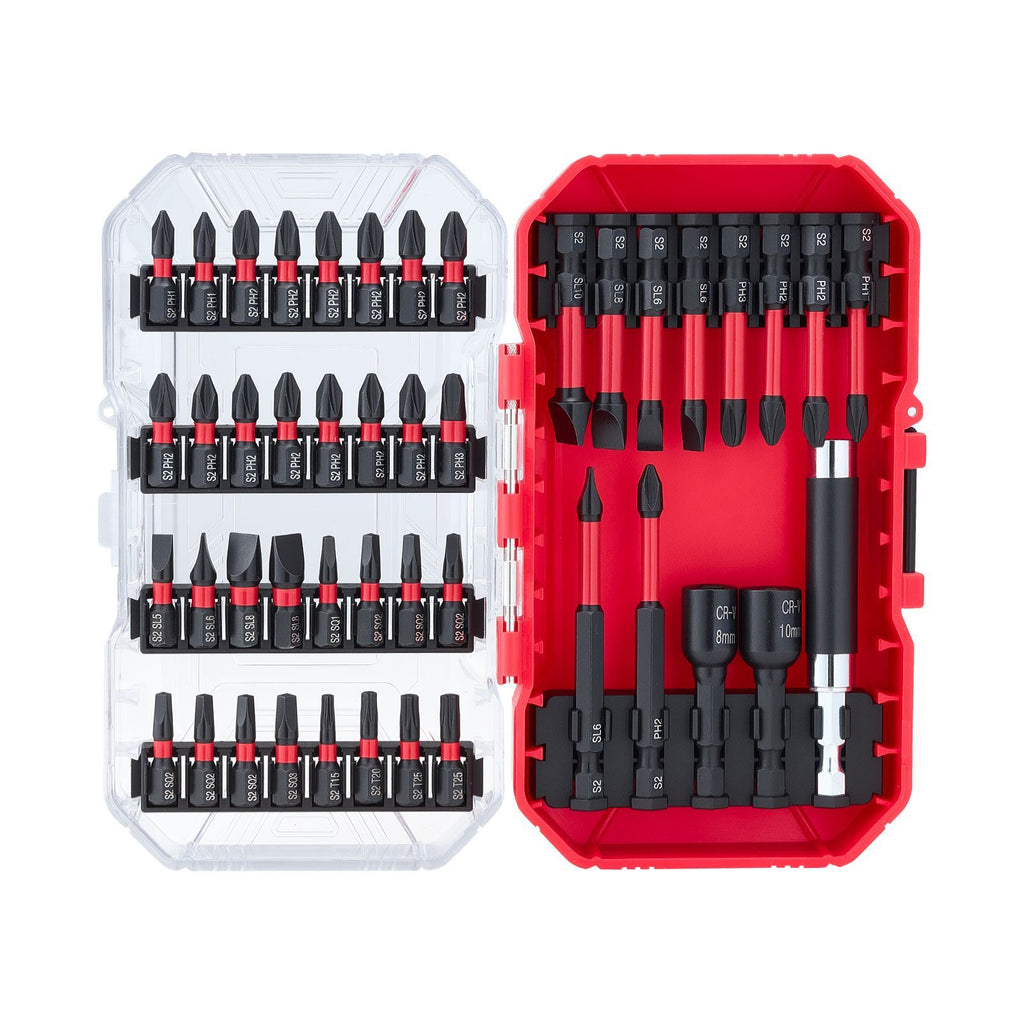 Screwdriver Bit Set, 45-Piece, Magnetic Phillips, Slotted, Square, Torx Bit, Hex Nut Sockets, Extension Rod with Transparent Storage Case, High-Strength S2 Alloy Steel, Blackened Finish
